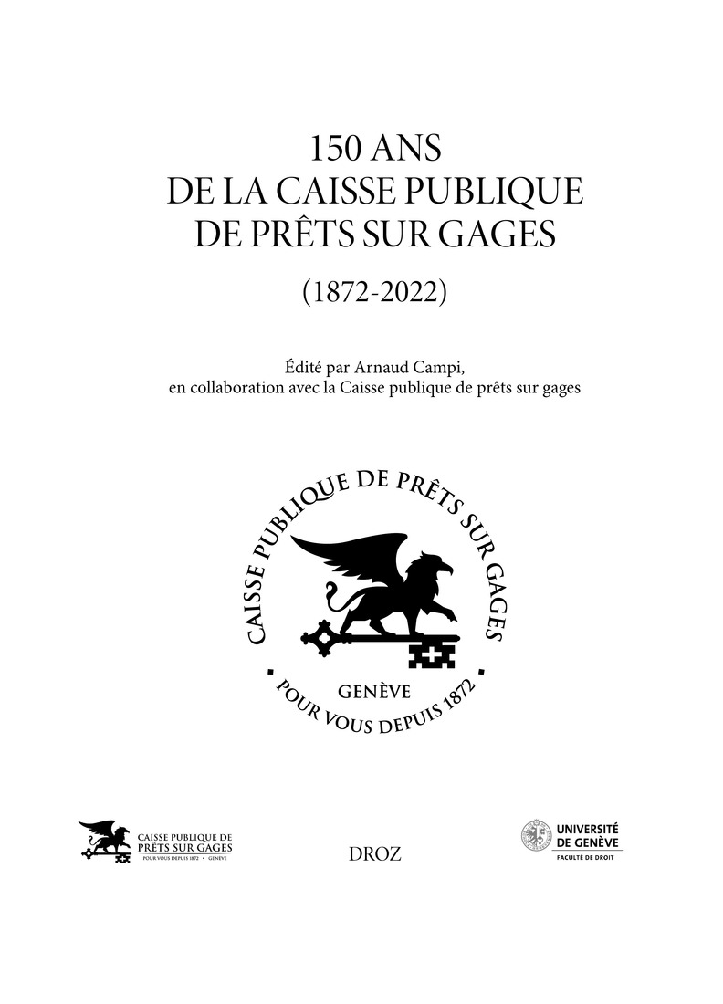 150 ans de la Caisse publique de prêts sur gages (1872-2022)